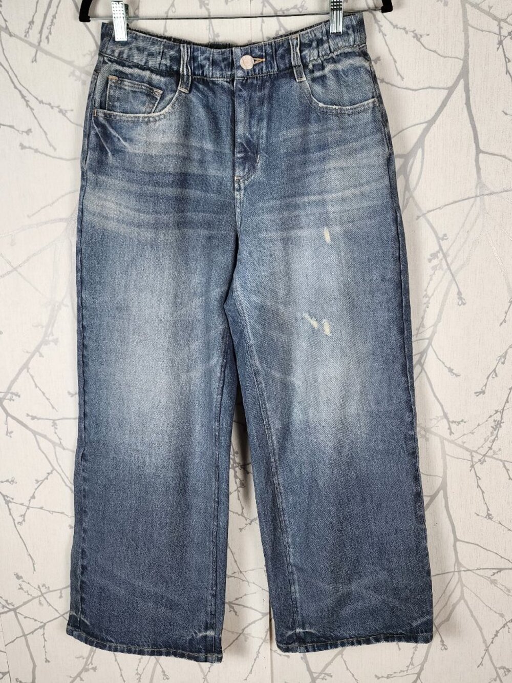 Halara Distressed Denim Print Pull On Wide Leg Pants